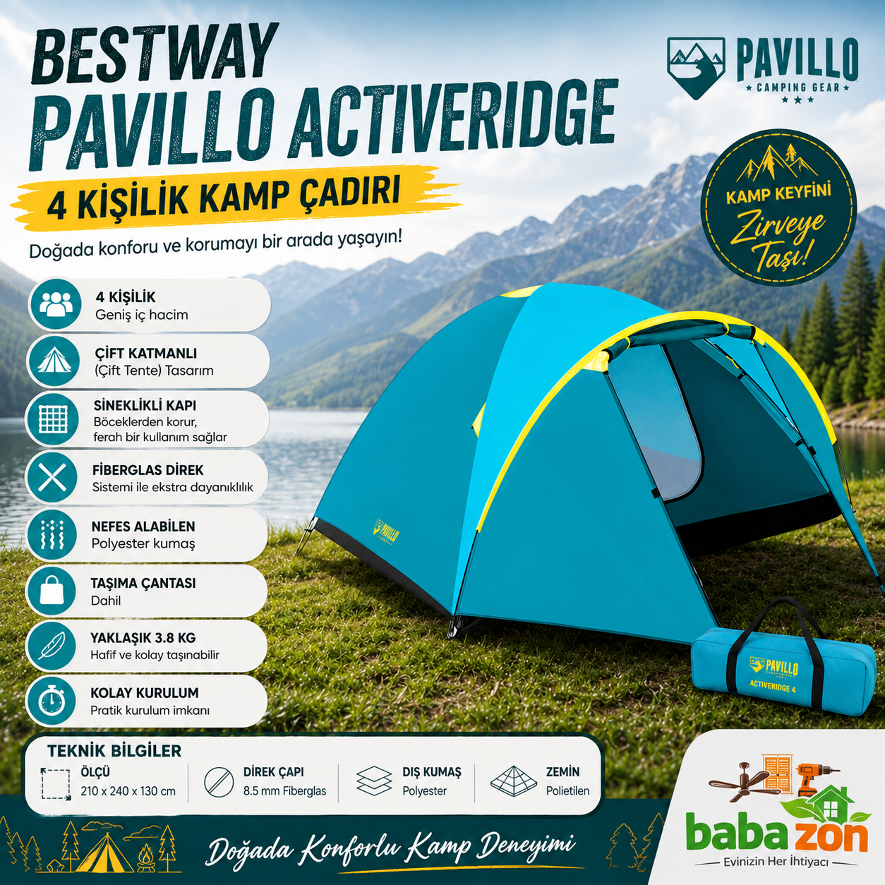 Bestway Pavillo Activeridge 4 Kişilik Çadır