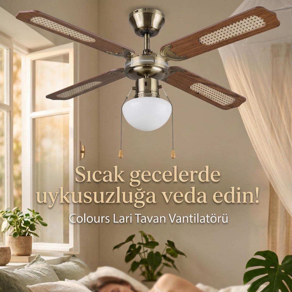 Colours Lari Tavan Vantilatörü Ahşap Kanat