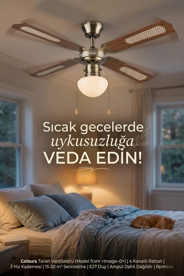 Colours Lari Tavan Vantilatörü Ahşap Kanat
