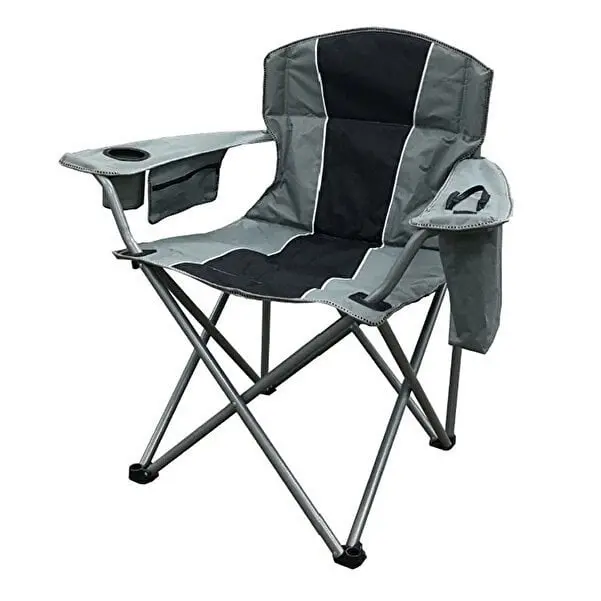 Kamp Sandalyesi Buz Çantalı Siyah Gri