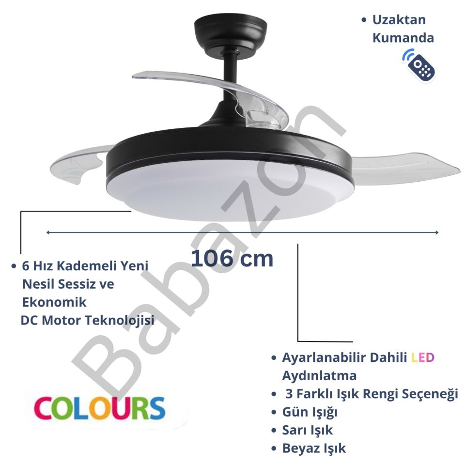 Colours Stars Bellatrix 42 İnç 28w+35w LED DC Motor Tavan Vantilatörü